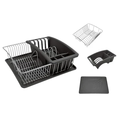 Afbeelding van Metaltex 325026068 afwasmand 35 x 30 cm met bestekbak en afdruipbak Aquatex plus polytherm