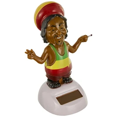 Afbeelding van Puckator ff68 Rasta figuur zonne energie kunststof bruin/zwart/rood/geel/groen 5,5 x 5 10 cm