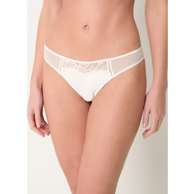 Afbeelding van HUGO BOSS dames Infinite string van satijn met kant in de kleur Gebroken wit, maat: XS