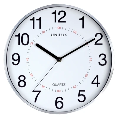Afbeelding van Wandklok Unilux Aria diameter28,5cm zilvergrijs/wit