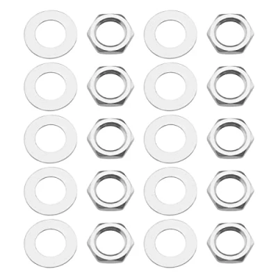 Afbeelding van 30 Pairs Gitaar Input Jack Socket Moeren Wasmachines Set Potten Potentiometer Hex Moer en Onderdelen voor Elektrische Bas M8