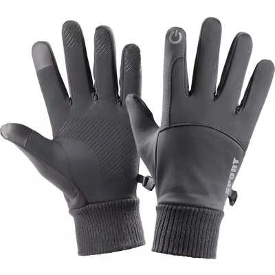 Afbeelding van Tech Fleece handschoenen Donkergrijs Waterdichte Touchscreen Winter Scooter / Fiets Wandelen Heren en Dames Sport Maat L Sinterklaas Kerst