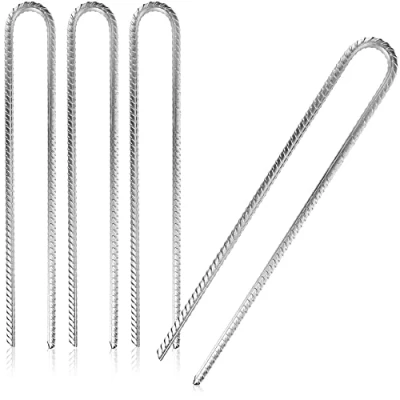Afbeelding van com four® 4x XL grondankers van massief staal, U vorm 40 cm, Ø 1 cm gegalvaniseerde voor tenten, paviljoens, springkastelen, trampolines, stabiel en roestvrij