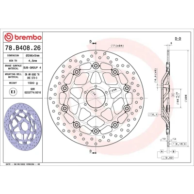 Afbeelding van Brembo S.p.A. Serie Oro Ronde Zwevende Remschijf