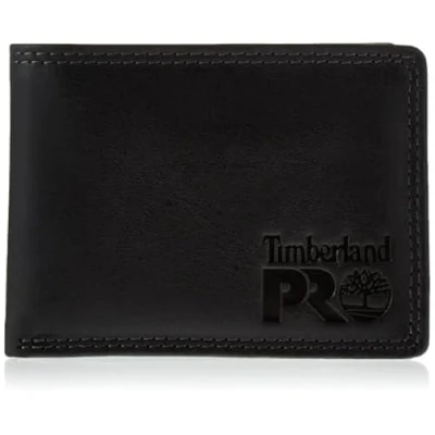 Afbeelding van Timberland PRO Leren RFID portemonnee voor heren, met verwijderbare flip pocket carrier, portemonnee, Zwart/Brandy, Eén maat