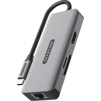 Afbeelding van Sitecom 6 in 1 Usb c Met Lan Multiport adapter