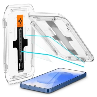 Afbeelding van Spigen Glas.tR EZ Fit Screenprotector compatibel met Samsung Galaxy S24, 2 Stuks, Kristalhelder, Anti Scratch, Responsieve Aanraking, Case friendly, 9H Gehard Glas