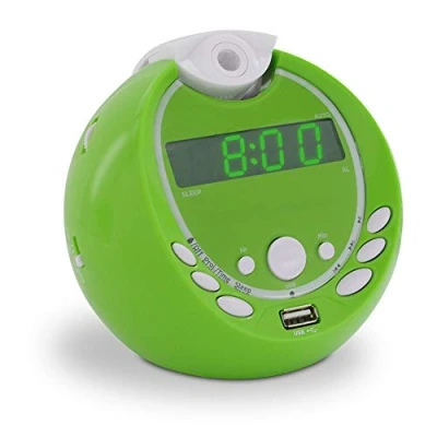 Afbeelding van METRONIC 477017 Kinderwekker met dubbel alarm USB poort, MP3 projectie, 180 projectie op netvoeding of batterijen, groen