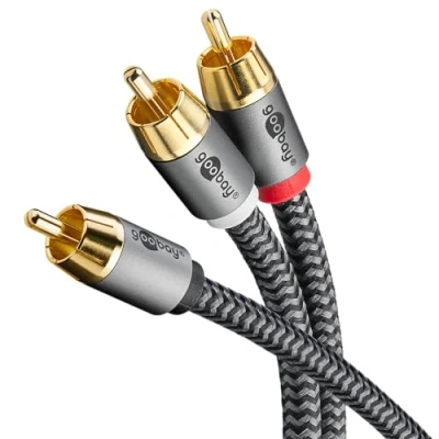 Afbeelding van Goobay Cinch Y kabel, 2 m, Sharkskin Grijs (2 m, RCA), Audiokabel