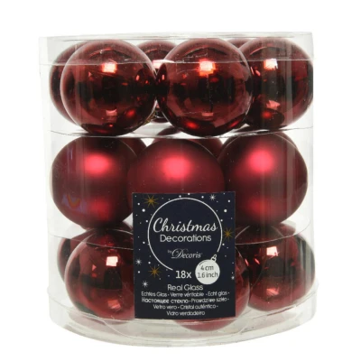 Afbeelding van Decoris Kerstballen 4 cm donkerrood 18 stuks