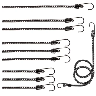 Afbeelding van COM FOUR® 10 delige set elastische spanbanden met reflecterende strepen bagagespanbanden in vier maten expander haak voor ladingzekering spanband
