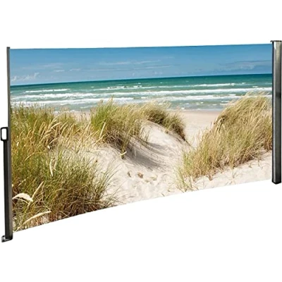 Afbeelding van Zijmarkies Bescherming tegen inkijk Fotodruk Strand Duinen Zee Oostzee Windscherm rechts 160x300 cm