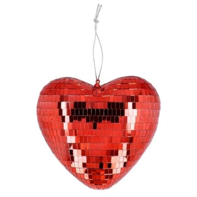 Afbeelding van Boland Discobal hart Rood (19 cm) Glitter &amp; Glamour 80&#039;s 90&#039;s Disco Themafeest Verjaardag Valentijn