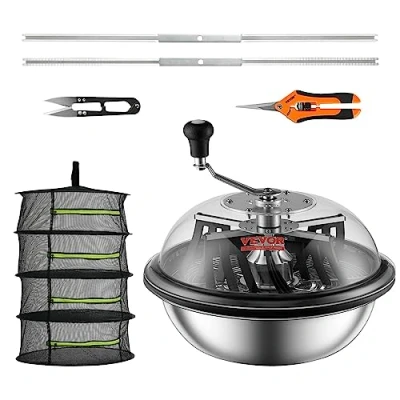 Afbeelding van VEVOR 16&quot; Handmatige Bladsnoeischaar met Netzak en 3 soorten roestvrijstalen bladen voor het snijden van natte/droge planten Tumble Cutter Bowl Harvester Grow