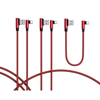 Afbeelding van TECHGEAR USB C kabel, 3 pack Type 90 graden haakse synchronisatie en snellaadkabel compatibel met Huawei P50, Moto G30, Samsung Note 20 S22 S21 S20 A12 A32 A52 A53 5G, OnePlus 9 7, Pixel 6 4 etc