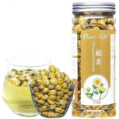 Afbeelding van Plant Gift Chrysanthemum Tea, 胎菊 thee, Chinese hangzhou Tai Ju, losse bladkruide blik met honing, wolfberry, rozenthee 50 g/1.76 oz