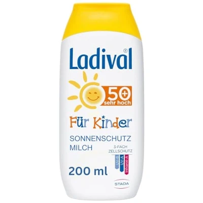 Afbeelding van Ladival Kinderzonnemelk SPF 50+ parfumvrije zonnebrandlotion voor kinderen zonder kleur en conserveringsmiddelen waterdicht 1 x 200 ml