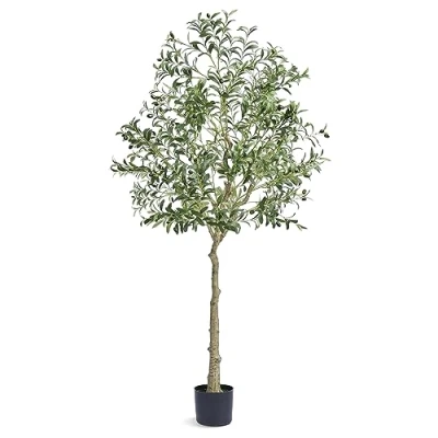 Afbeelding van VEVOR kunstboom 179 cm kunstplant PE hoge olijfboom groen met pot 170 x 145 mm stijl decoratie voor thuis kantoor hotel winkelcentra binnen buiten