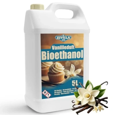 Afbeelding van Bioethanol 96,6% 5 liter, bio alcohol, vanillegeur, 96,6%, ethanol voor open haard, tafelhaard, schone verbranding, zonder rook, levendige en stabiele vlam
