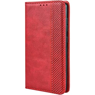 Afbeelding van TEYYOS Lederen folio hoesje voor Xiaomi 14T Pro, premium PU/TPU portemonnee hoes met kaartsleuven en geldvakken, magnetische sluiting rood