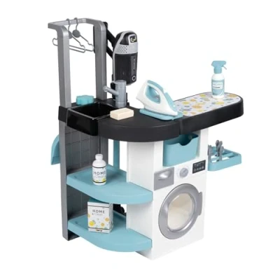 Afbeelding van Smoby Rowenta Wascentrum, 3 in 1: wassen, stofzuigen en strijken, Stofzuiger met geluid, strijkijzer nog veel meer, 17 accessoires