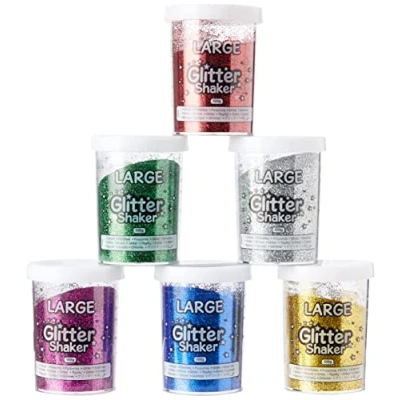 Afbeelding van Baker Ross Grote glitterstrooier, goud, zilver, rood, groen, blauw en paars, 6 stuks