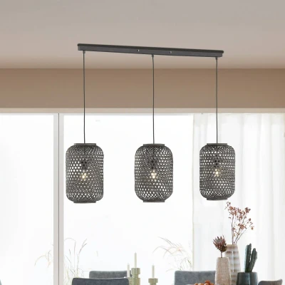 Afbeelding van Fischer &amp; Honsel Rotan hanglamp Calla zwart 860008
