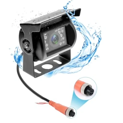 Afbeelding van CAMECHO [CVBS&amp;AHD] Achteruitrijcamera, 4 polige aansluiting, waterdichte camera, 12 V, 24 nachtzicht, voor auto, bus, vrachtwagen, caravan, camper (geen afstandslijn)