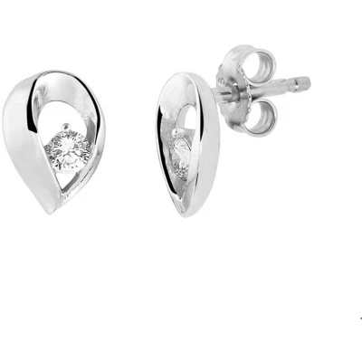 Afbeelding van Oorknoppen Zirkonia Zilver Gerhodineerd Glanzend 9 mm x 6.5