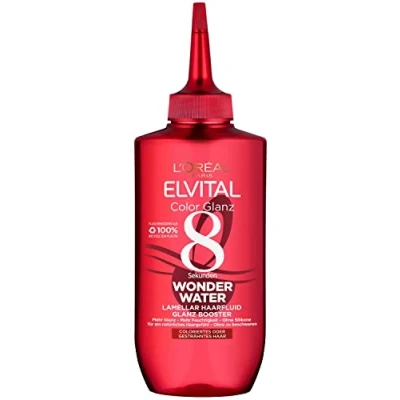 Afbeelding van L&#039;Oréal Paris Elvital Haarkuur voor soepel haar, met acidic verzorgingsformule zonder inwerktijd, kleur glans, 8 seconden, wonder water haarvloeistof, 1 x 200 ml
