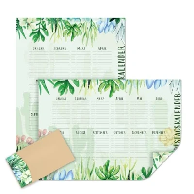 Afbeelding van Verjaardagskalender, cactus, groen, DIN A2, jaaronafhankelijk, permanente kalender, liggend of hoog, dv1296