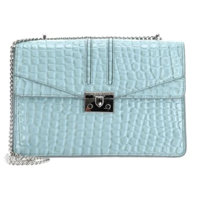 Afbeelding van SEIDENFELT MANUFAKTUR Avondtas Schoudertas Roros Big Croco Print Ice Blue Lichtblauw