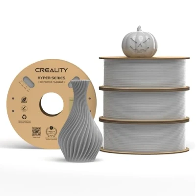 Afbeelding van Creality Official Hyper PLA filament, grijs, 4 kg, 3D printerfilament voor high speed printen, duurzaam en stevig, glad, overhang prestaties, maatnauwkeurigheid +/ 0,03 mm, rollen