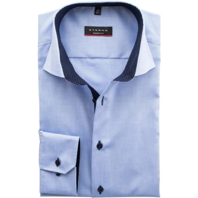 Afbeelding van Eterna overhemd mouwlengte 7 extra lange mouwen Modern fit normale blauw effen