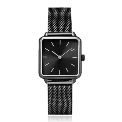 Afbeelding van LGT JWLS Dameshorloge &#039;Square&#039; Zwarte Meshband, Zwart Uurwerk, Kast