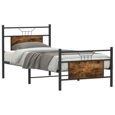 Afbeelding van vidaXL Bedframe zonder matras hout gerookt eikenkleurig 80x200 cm