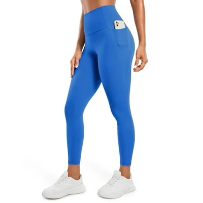 Afbeelding van CRZ Yoga Women&#039;s Butterluxe Gym Leggings 25&#039;&#039; High Waisted Workout met Zakken Boterzachte Fonkelend blauw M