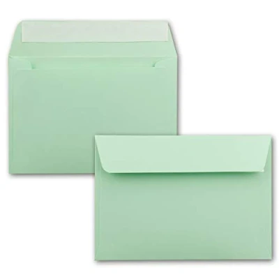 Afbeelding van enveloppen, 75 x mintgroen, DIN C6, formaat 11,4 16,2 cm, zelfklevend, enveloppen zonder venster, Kerstmis, wenskaarten en uitnodigingen, voor A6 A4 papier