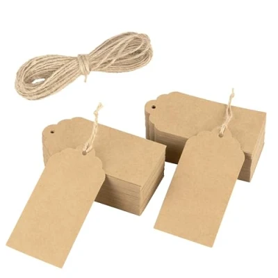 Afbeelding van 200 Pack Brown Kraft Paper Gift Tags &amp; String