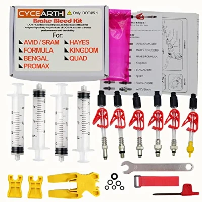 Afbeelding van CYCEARTH Fiets Brake DOT Olie Ontluchtingsset voor Avid Sram Code5 Code R Juicy Ultimate Elixir Formula Hayes Bngal Hope Quad Hydraulische Schijf Gereedschap (Kit B)