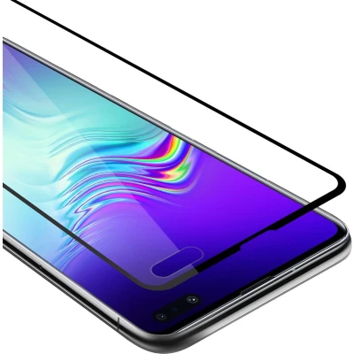 Afbeelding van Cadorabo Screenprotector geschikt voor Samsung Galaxy S10 5G Volledig scherm pantserfolie Beschermfolie in TRANSPARANT met ZWART Gehard (Tempered) display beschermglas 9H hardheid 3D Touch