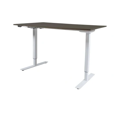 Afbeelding van Lectro Basic bureau, zit sta (69 116cm) hoogte verstelbaar dmv elektromotor met 140x80cm logan eiken 25mm blad en wit (RAL9010) frame