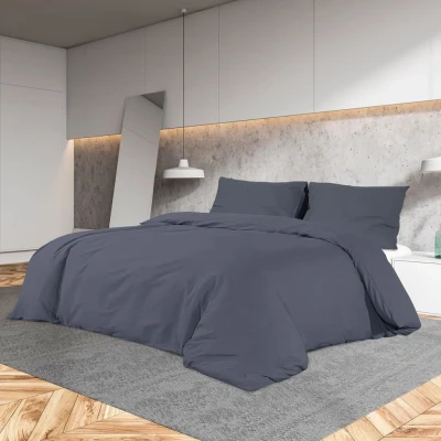 Afbeelding van vidaXL Dekbedovertrekset lichtgewicht 200x220 cm microvezel antraciet