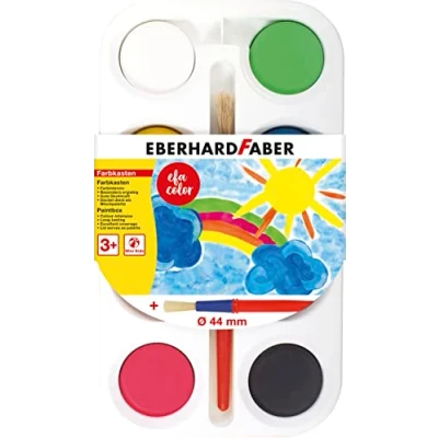 Afbeelding van Eberhard Faber 577008 Verfdoos EFA Color met 8 kleurtabletten 44 mm en penseel, ook geschikt als mengpalet