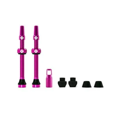Afbeelding van Muc Off Roze Tubeless Presta Kleppen, 60mm Premium Geen Lek Fietsventielen Met Geïntegreerd Klepkern Verwijderingshulpmiddel