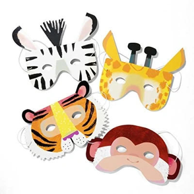 Afbeelding van Talking Tables Jungle Theme Supplies Safari Zoo Maskers voor verjaardagsfeestje Papier, 8 Pack, KidsMaskers, Medium