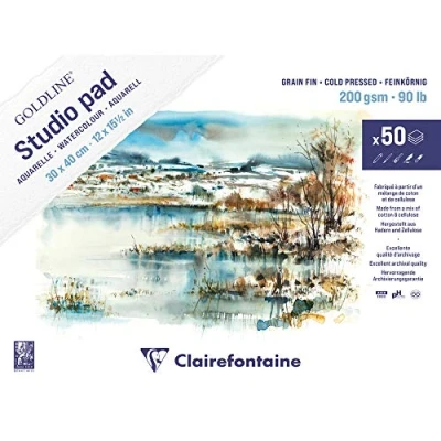 Afbeelding van Clairefontaine Goldline Studio Pad Aquarel 200 gram cold pressed 30 x 40 cm 50 vellen