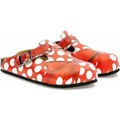 Afbeelding van GOBY Polka Dot Bow Clogs Handgemaakt Kleurrijk Design Vegan Comfort Maat 39