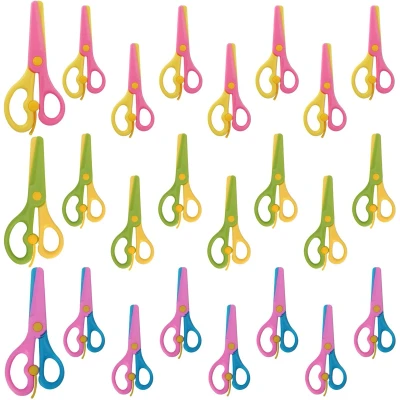 Afbeelding van Belle Vous (24 Pack) Assorted Colour Safety Scissors 13.5cm/5.5 Inch Blunt Right &amp; Left Handed Art and Craft for School Students