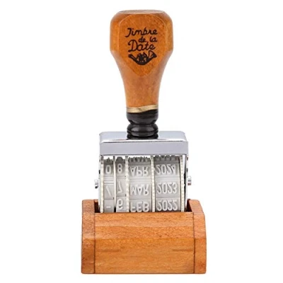 Afbeelding van Créatif Date Seal Rouleau en Bois Timbre Vintage Police avec Base pour DIY Scrapbooking Art Décoration